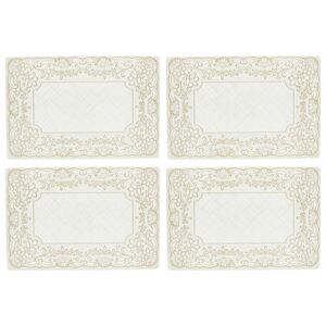Lace Vinyl 17" x 12"  Placemats in Cream, Set of 4